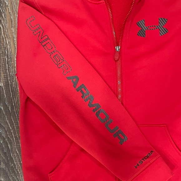 Under Armour Kids Bold Red Zip-Up Hoodie, Sz YLG - Picture 4 of 6
